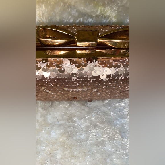 Rose Gold Sequined Clutch - Long Chain - Picture 5 of 10